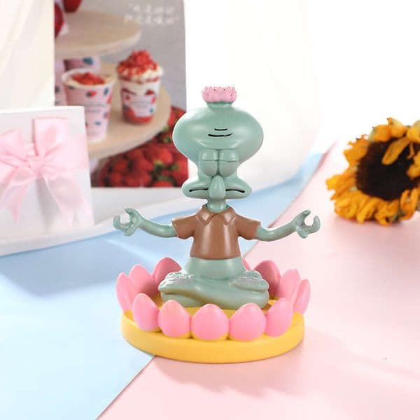 2023 Squidward Phone Stand Character Lotus Throne Desktop Ornament Cute Cartoon Resin Craft