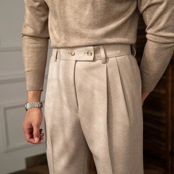 Autumn Winter HighWaisted Woolen Casual Pants For Men Warm StraightLeg Draped Narrowing Legging Suit 250829BJ