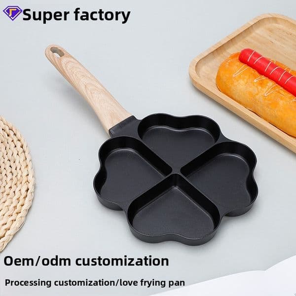 New Four-leaf Clover Heart-shaped Maifan Stone Home Frying Non-stick Breakfast Pan