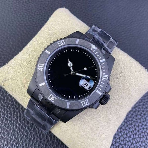 Custom Carbon Fiber Automatic Mechanical Watch with Calendar Waterproof Design