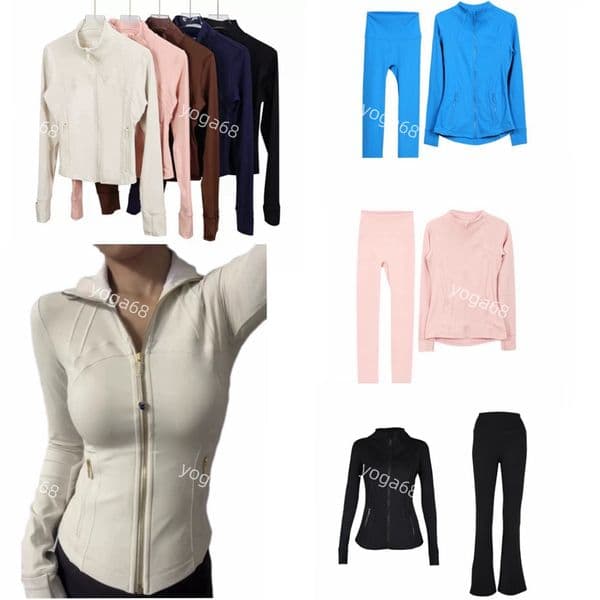 Yoga Jacket women sets Gold zipper Women Define jacket Workout Sport Coat Fitness Jacket Sports Quick Dry Activewear Top Solid Zip definejacket Yoga Set hot sale