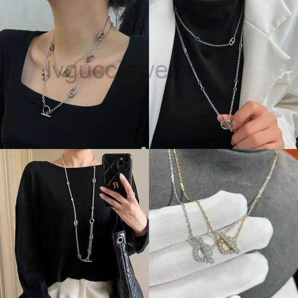 Classic plated gold necklace ot pendant designer necklace exquisite jewelry woman long chain diamonds plated silver luxury necklace valentines gifts om0119 C4