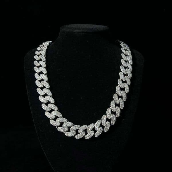 Moissanite Zircon 14k Gold Plated Sier Brass Vvs Iced Hiphop 18mm Cuban Link Chain CustomBracelet Necklace Unisex Fashion