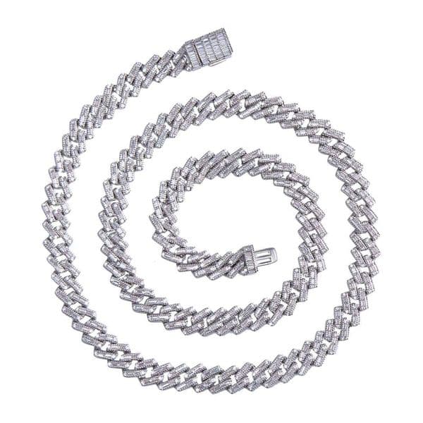 Moissanite Fashion Zircon 14k Unisex Gold Plated Sier Brass 8mm Cuban Link Chain VVS Men Iced Hiphop Bracelet Necklace