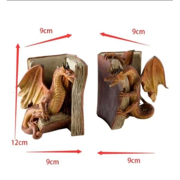 Fighting Dragon Bookends Resin Decorative Bookend Statues Desktop Ornament Jan88