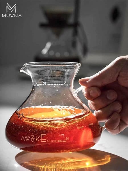 MUVNA Coffee Carafe Sharing Pot 450ml Glass Brew Coffee Utensil Water Level Display Mark Maker Accessories 250224BJ