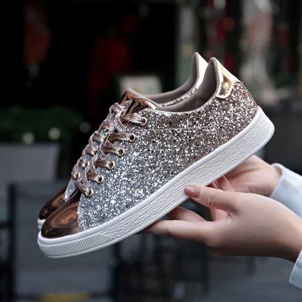 Women Vulcanize Shoes Sneakers Bling Shoes Girl Glitter Casual Female Breathable Lace Up Outdoor Sport Shoes Womens ShoesXJ250301