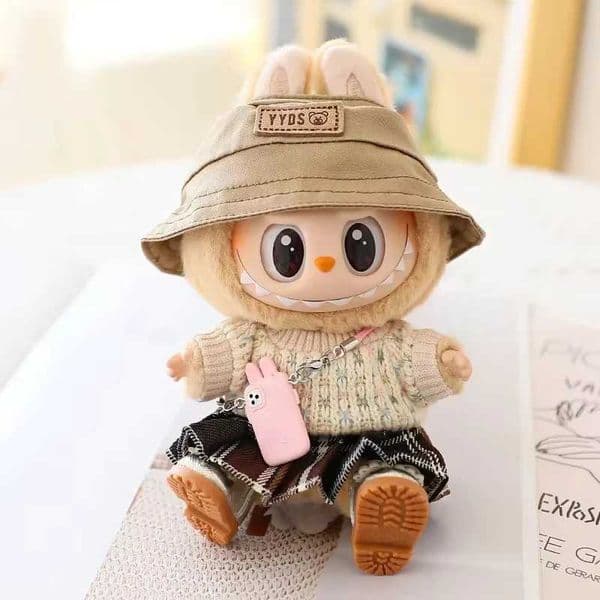Mini DollS Clothes Outfit Accessories For 15-17cm Labubu Idol Knitted sweater JK pleated skirt camera shoes set Clothing GiftXJ250301