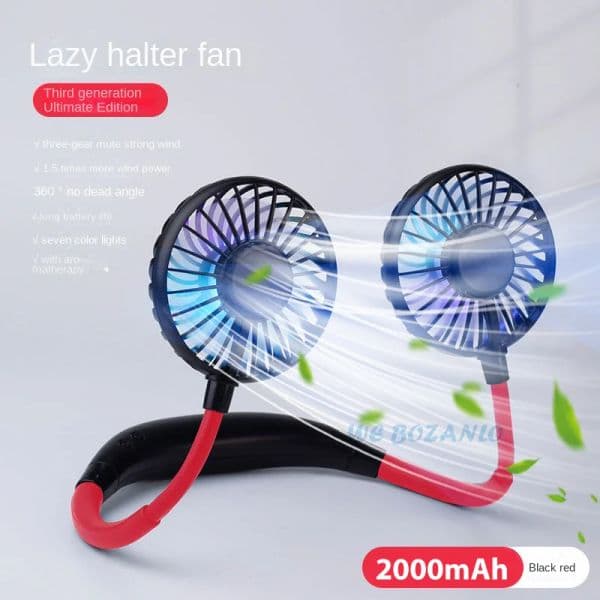 USB Portable Cold Hands Free Hanging Rechargeable Mini Sports 3-Speed Adjustable Neck Dual Fan Home Office