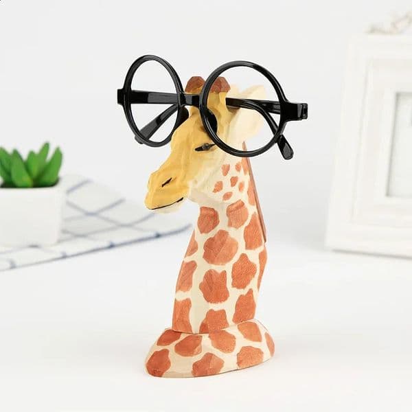 Wooden animal image eyeglass frame display stand hand-painted giraffe parrot cockpit eyeglass frame office home decoration 250226BJ