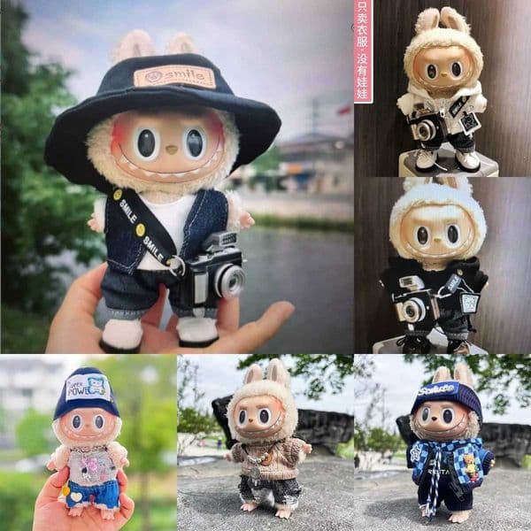 2026 New 17Cm Cute Mini Labubu Clothes Plush Hoodie Idol Dolls Jumpsuit Clothing Fans Overalls No Doll Accessories For Korea K Exo W25030 Toy