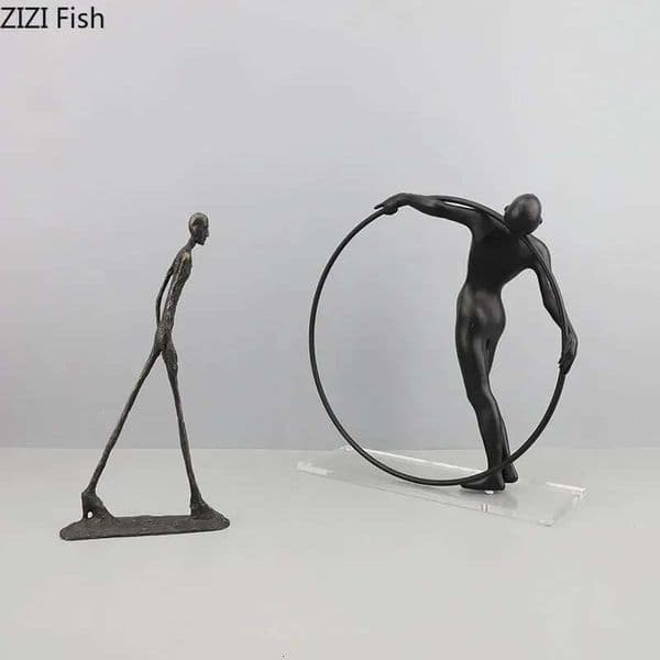 Metal Cast Iron Acrobatics Characters Statue Desk Decoration Slenderness Figures Sculpture Abstract Artwork Crafts Ornaments
