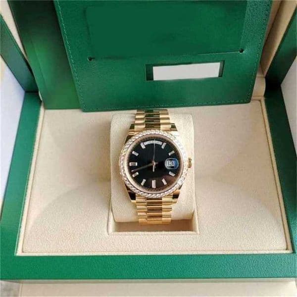 watch Watch With Box Papers Version 18K Yellow Gold Diamond Bezel 40mm Dial Automatic Mens GD Wristwatch