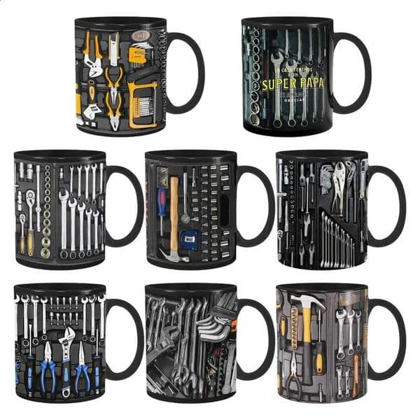 Funny Coffee Mug For Mechanics Mechanical Toolbox Set Cup Black Ceramic Creative 250228