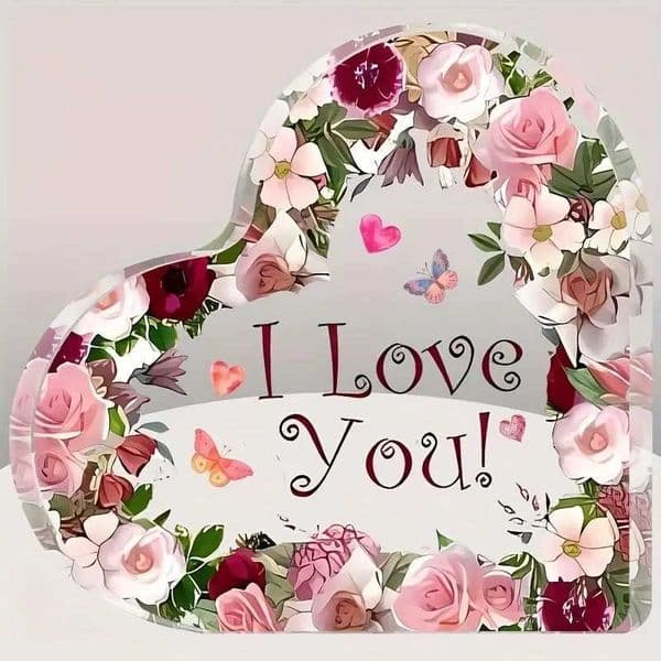 Acrylic Heart Shape Ornament Valentines Day Gift Ornament Holiday Gift For Partner Family Bedroom Office Desktop M250303