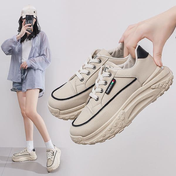 2025 Spring And Summer Women's Designer New Breathable White Shoes Fashionable Multi Functional Thick Soled Sports And Leisure Board Shoes Soft Soled Sports Shoes