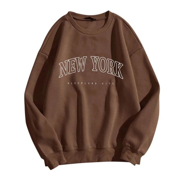 Y2k Clothes York Letter Print Hoodies Long Sleeve Round Neck Pullover Sweatshirt Solid Classic Graphic Versatile Hoodie 250303Z