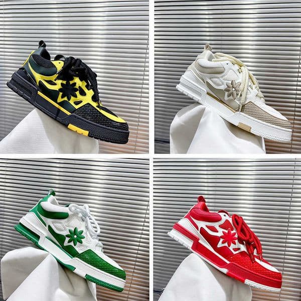 Designer Casual Men Sneakers Rubber Platform Trainers Genuine Leather Sneaker Multicolor Lace-up Skate Shoes Fashion Running Shoe Size38-44