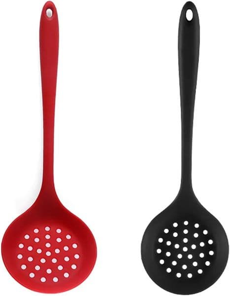 Silicone Skimmer Spoon Non-Stick Cooking Slotted Colander Spoon Skimmer Strainer Kitchen Sink Ladle Strainer Silicone Filter 250228BJ