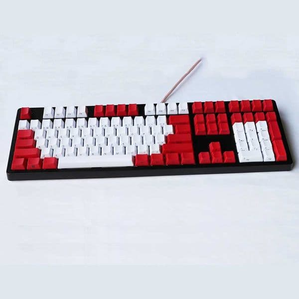 OEM PBT Keycaps White-Red Mixed ANSI ISO Layout Option 61 87 108 Keys for MX Switches Fit Mechanical Keyboard Z250304
