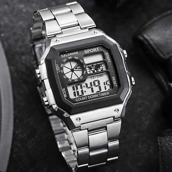 Luxury mens wrist multifunctional LED digital alloy Str classic Busin mens 7-color luminous sports shoesXJ250304