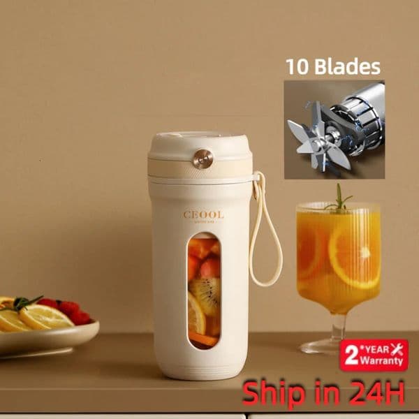 10 blade electric portable blender 350ML juice USB charging smoothie juicer cup squeezing 250303