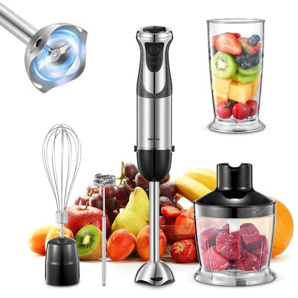 Hand Blender 1000W Reemix 5in1 Electric Stick Copper Motor Stainless Steel Blade Mixer with Turbo Mode 250303BJ