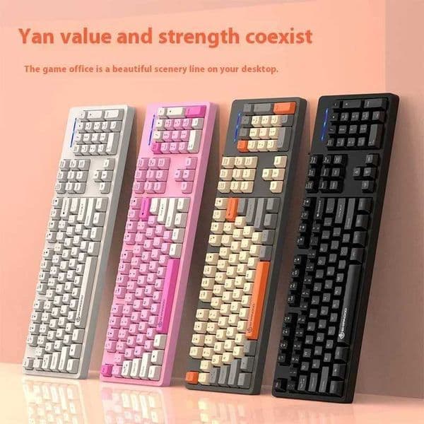 shipadoo104 Keys Gaming Keyboard with 3 Colors Keycaps USB Wired mechanical keyboard for Laptop Desktop PC Gamers Z250304