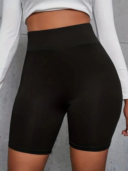 Womens Plus Size Sports Shorts Seamless Solid High Rise Slight Stretch Fitness Clothing 250303