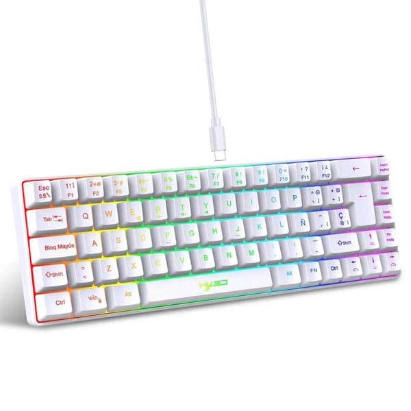 RGB backlit keyboard Spanish 69 keys white membrane gaming wired ergonomic Keyboards for compact mini for pc laptop color black Z250304