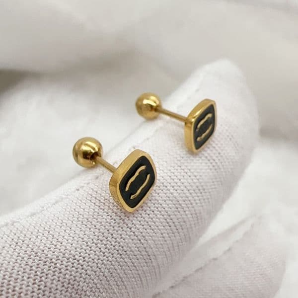 Cute Size Luxury Studs Earrings Small Ball Gold Plated Fashion Earrings Titanium Steel Couple Earrings For Women Lady Girls