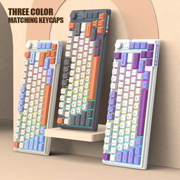Keyboard K81 Gaming Keyboard 81 Key 80% Layout Spanish Russian Korean Arabic Keyboard USB Wired RGB Light Volume Knob Ergonomics Z250304