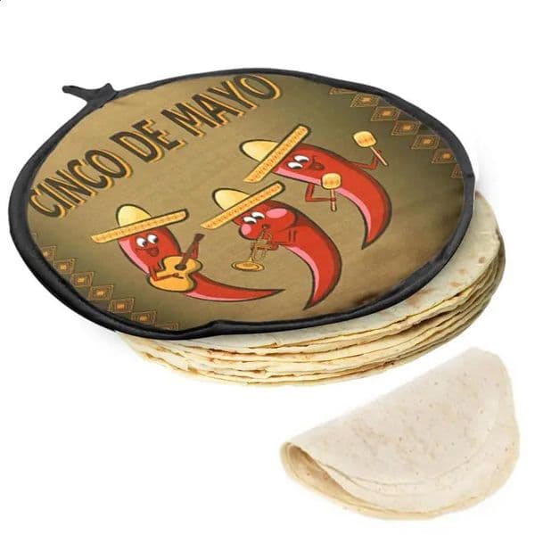 Ship from US 30cm Cloth Bag Burrito Portable Tortilla Warmer Pouch Kitchen For Microwave Restaurant Food Pancake Heat Resistant Printed Flour 250305FBB