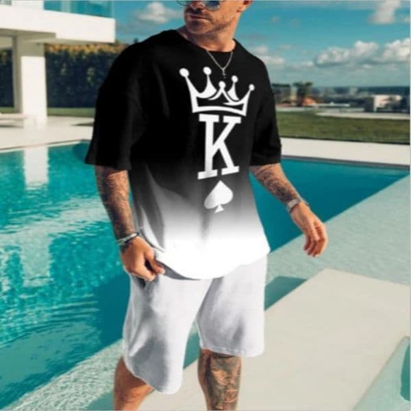 King Letter 3D printed Tshirt shorts set mens fashion tracksuit ultrathin short sleeved pants 250305