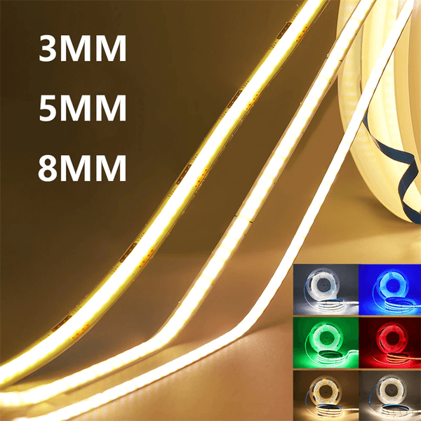 3mm 5mm COB Strip Light PCB LED Strip Light 12V 24V 384COB 400COB High Brightness Flexible Tape Warm Natural White Red Green Blue