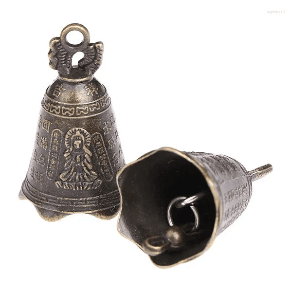 Decorative Figurines Retro Antique Bell Chinese Mini Sculpture Pray Guanyin Buddha Shui Feng Pendant For Home Table Decoration Gift