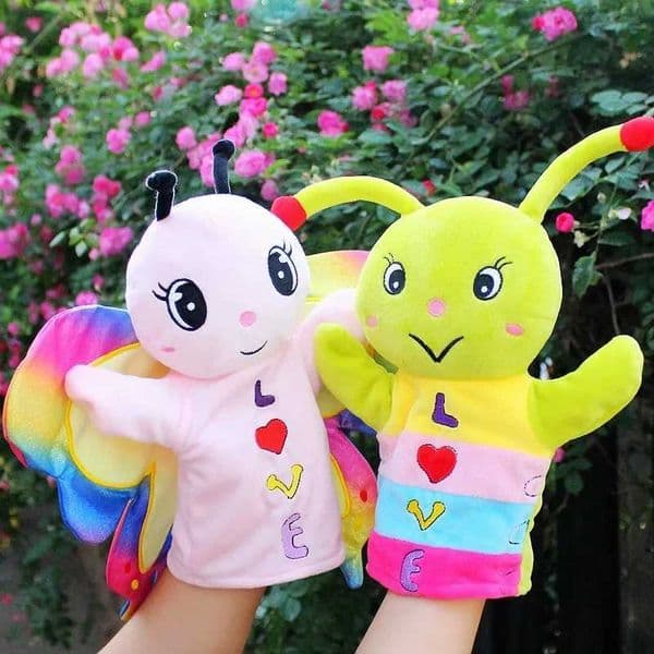 Plush Animal Hand Puppets Toys Animal Gloves Cute Butterfly Snail Dolls Soothing Interactive Hand Puppets Early Child Education W250306