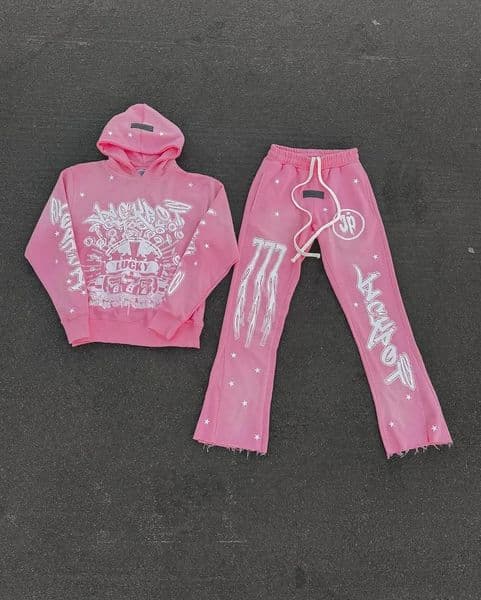 Y2K Neo Gothic Printed Hoodie Vintage Two Piece Set for Mens and Womens Trendy Clothing Hip Hop Cotton Punk Casual Low Waist Pants 250306