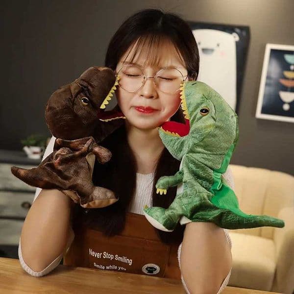 New Cute Glove Dinosaur Plush Hand Puppets Soft Stuffed Cartoon Telling Learning Funny Accompany Toy Baby Birthday Gift W250306