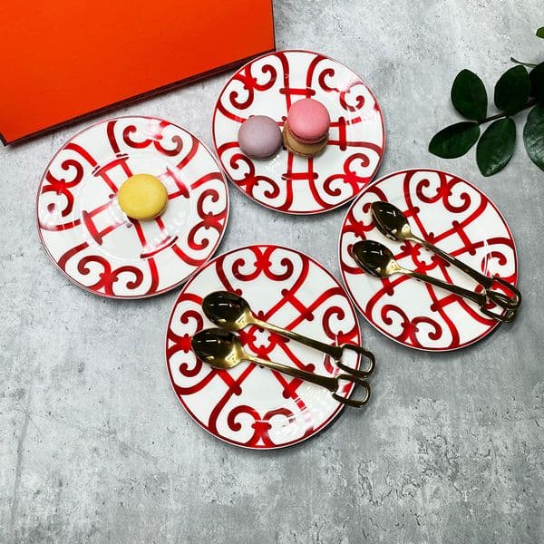 4 Pcs 6 inch Ceramic plate underglaze creative Nordic fruit plate Western plate round plate household tableware soup cake dish