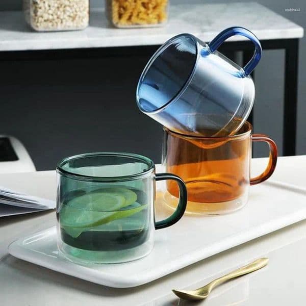 Wine Glasses Clear Espresso Kitchen Drinkware Cappuccino Latte Glass Cup Breakfast Dinking Tea Coffee Mug Insulated