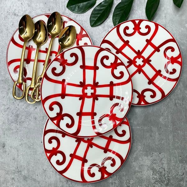Luxury Chinese Red Ceramic Tableware, Timeless Design for Special Occasions, Ideal for Weddings or Formal Dinners, Exquisite Packaging