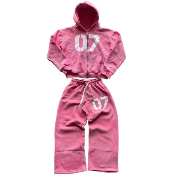 Y2k Zipper Hoodie Two Piece Set Hip Hop Digital Print Hooded Women Clothes Sweatshirts Drawstring Casual Sports Pant Streetwear 250225