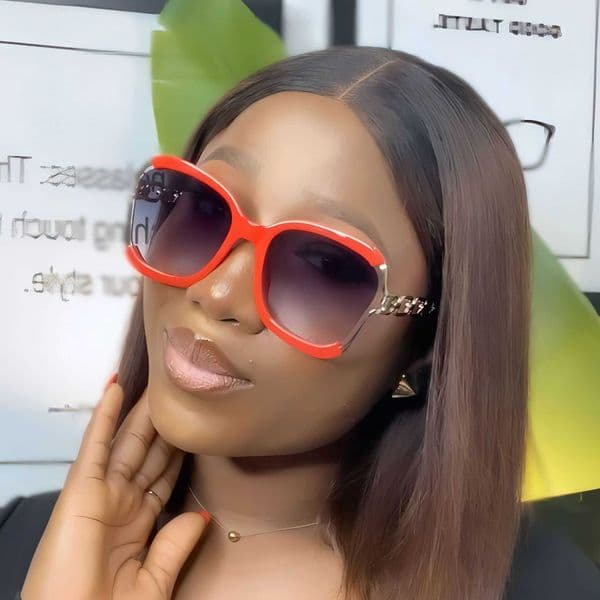 Sunglasses New Large Frame Square Chain Sunglasses Fashionable and Versatile Internet Celebrity Casual Trendy Sunglasses Advanced Sensation Sunglas H25307 VVEI