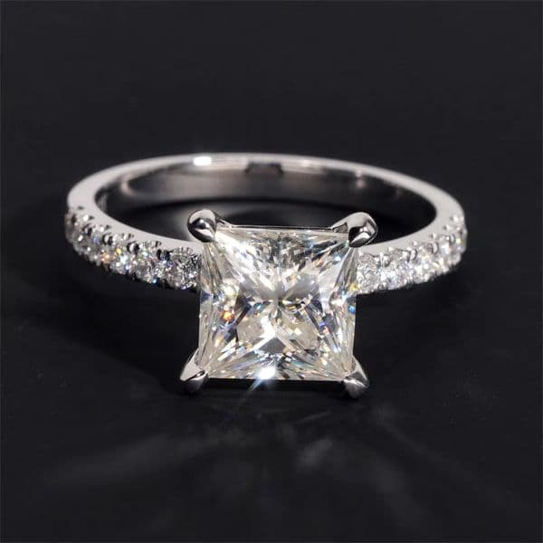 14K Real Gold VVS Moissanite Diamond Women Engagement Set Princess Cut Solitaire Hip Hop Jewelry Wedding Ring Band