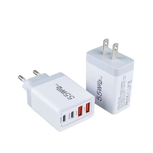 55W PD 20W Dual QC3.0 3.1A Fast Charging USB Wall Charger Mobile Phones Laptops 3 Pin Adapter 1.5A UK EU US