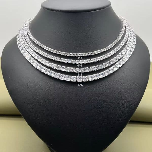 Wholesale VVS Moissanite Chain Iced Out Women Fine Jewelry Tennis Necklace