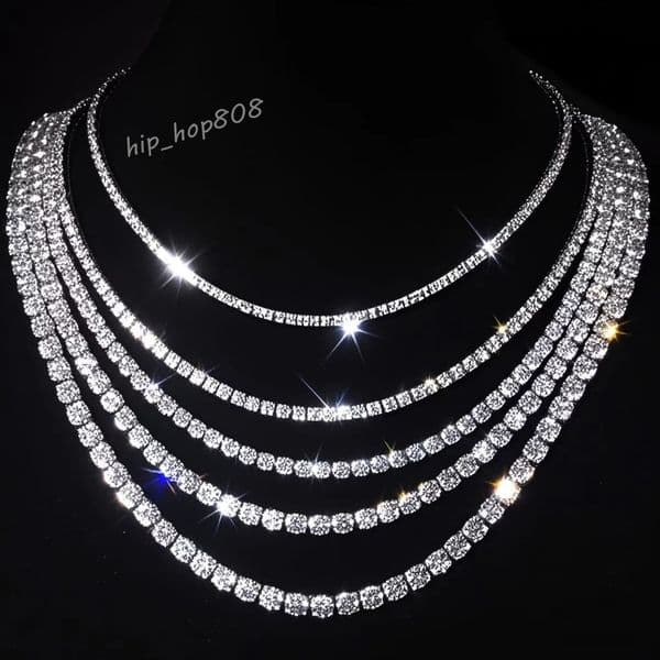 925 Silver 6.5MM Tennis Chain Necklace Iced out Bling Hiphop Style Moissanite Tennis Chain Bracelet