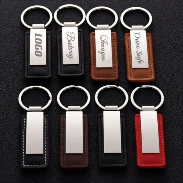 10Pcs Customized PU Leather Keychain For Men Women Metal Car Key Chain Pendant Gift Laser Engraving Retro Vintage Keyring 250305