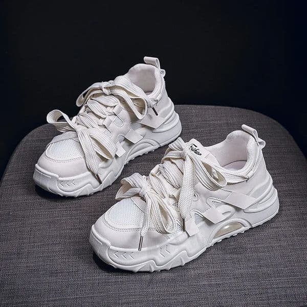 Women Thick Sole Sneakers Mesh Running Shoes Solid Color Sneaker Anti Slip Wear Resistant Outdoor Hiking Shoes Womens Tennis 250304BJ